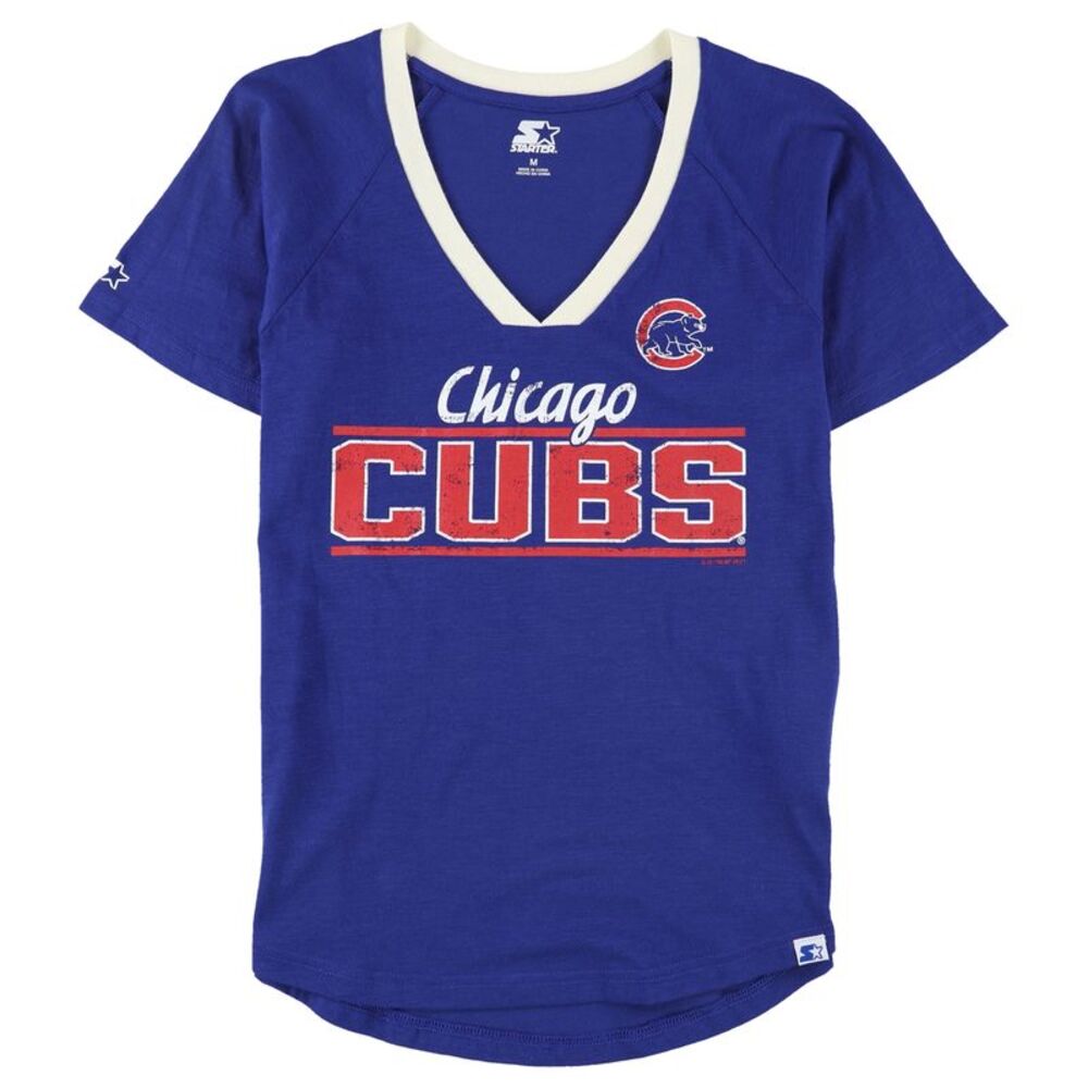 STARTER Womens Chicago Cubs Logo Graphic T-Shirt, Blue, M, DM
